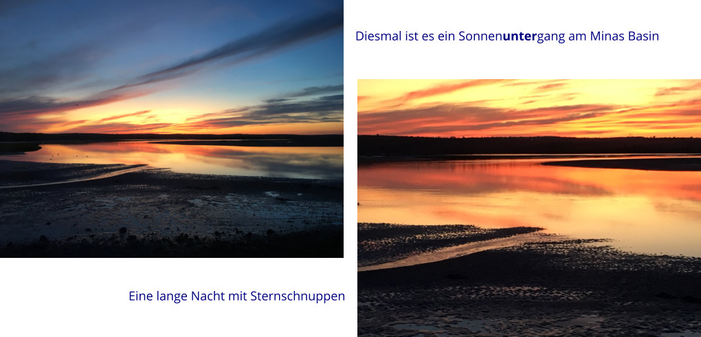 Diesmal ist es ein Sonnenuntergang am Minas Basin Eine lange Nacht mit Sternschnuppen